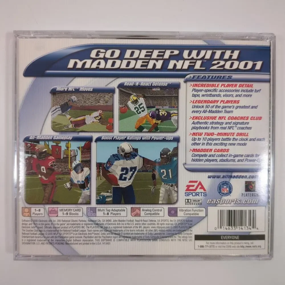 NCAA Football 99 PlayStation PS1 Video Game EA Sports NTSC U/C Madden 2001 Art